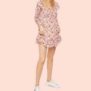 Free People "These Dreams" Mini Babydoll Dress in Rose/Cream Tea Combo S